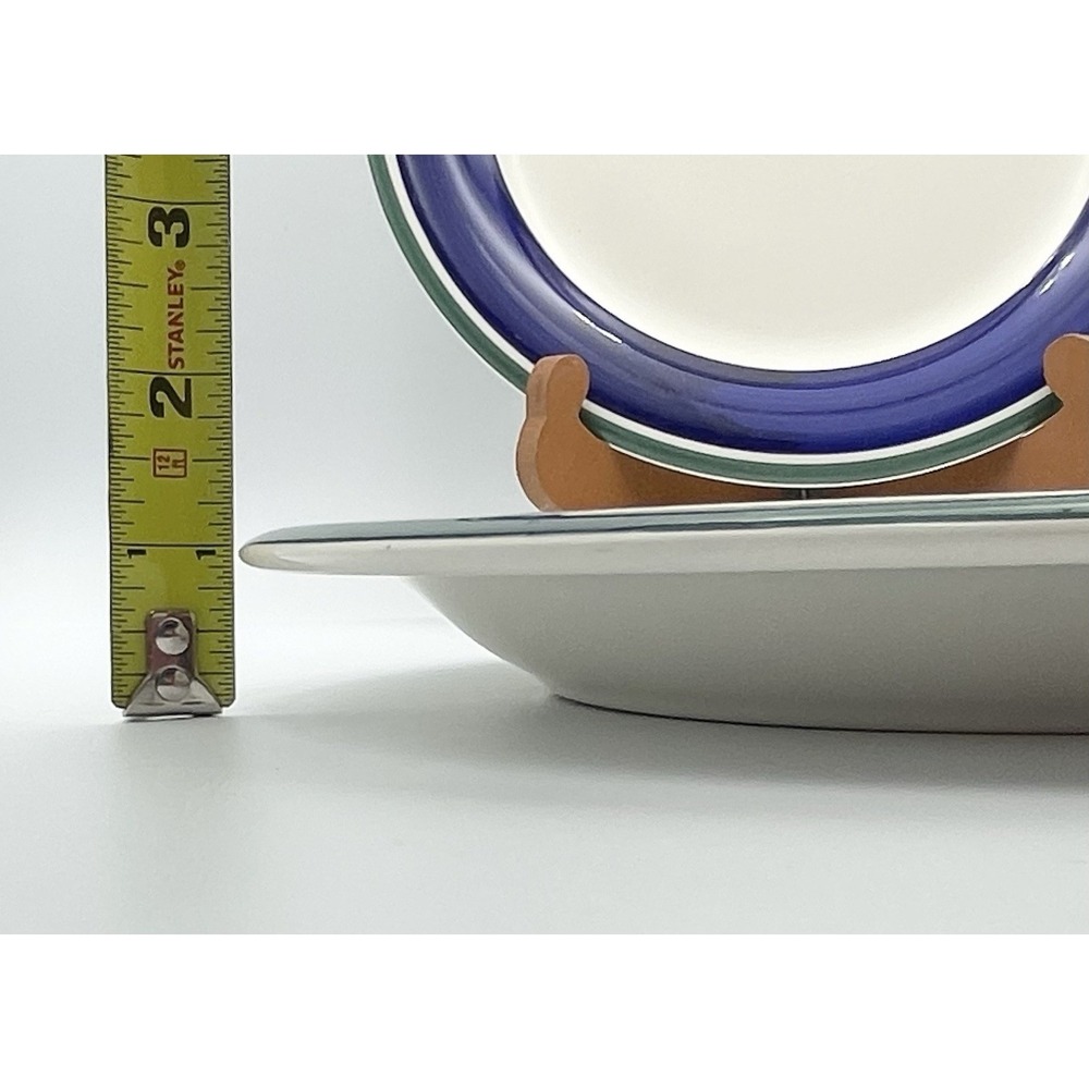 Vintage‎ 1990s Gibson Oceanside Blue Green Stripe Dinner Plates Set of 2 - Picture 5 of 14